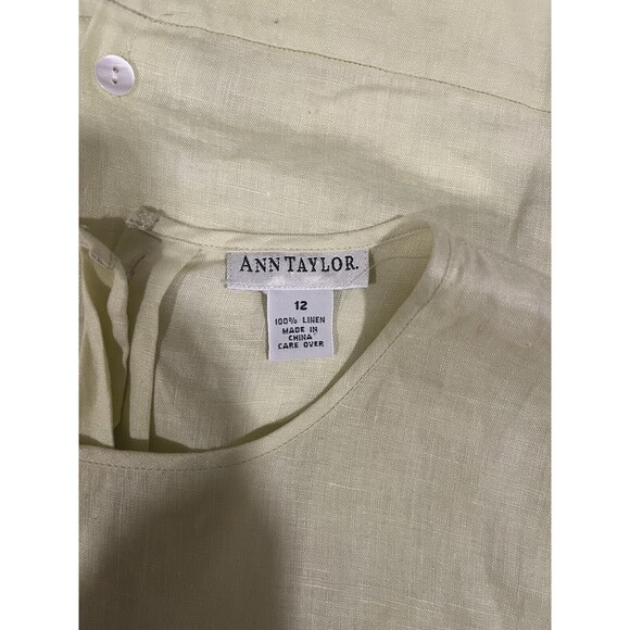 Ann Taylor Pale Yellow 100% Linen Women's Shell Tank 12 Capsule Classic Fitted - Picture 4 of 7